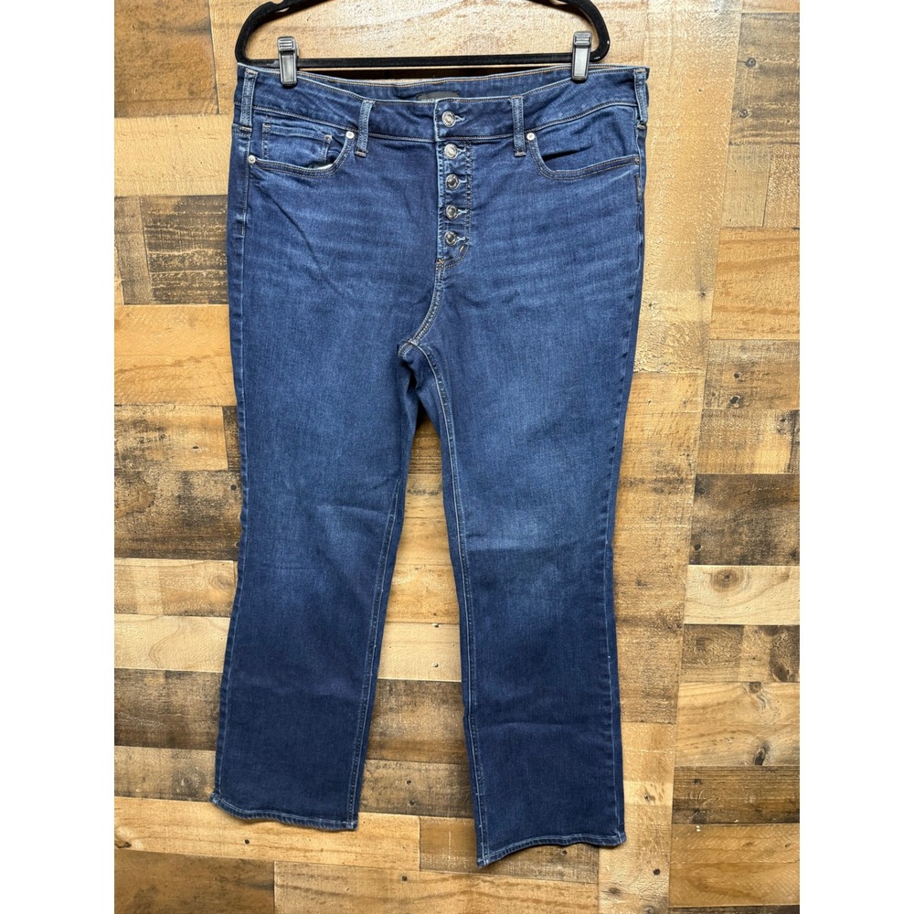 Silver Jeans Co Suki Slim Bootcut Dark Wash Button Fly Jeans 18W L31